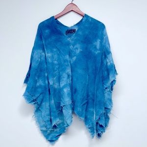 Totally Blown Indigo Dyed Poncho Tunic One Size
